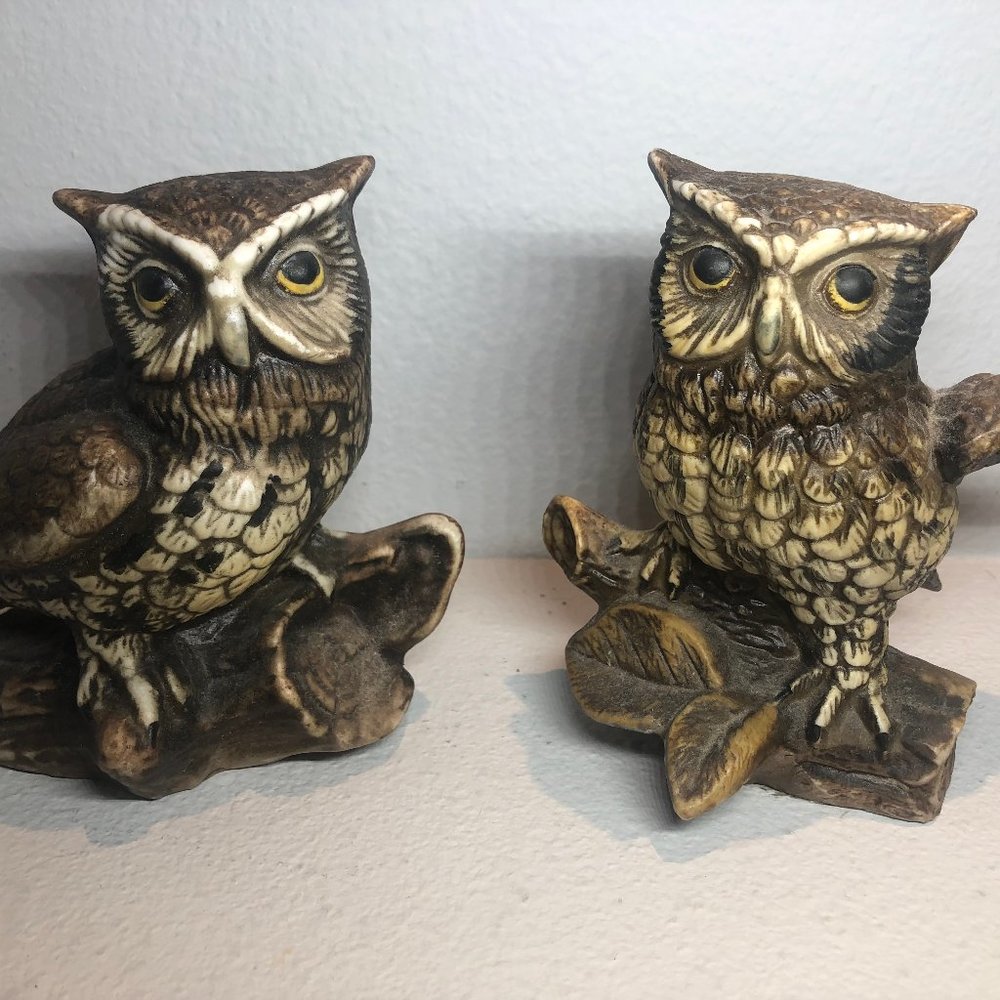 Vintage Porcelain Owl Set from HOMCO Nos 1114